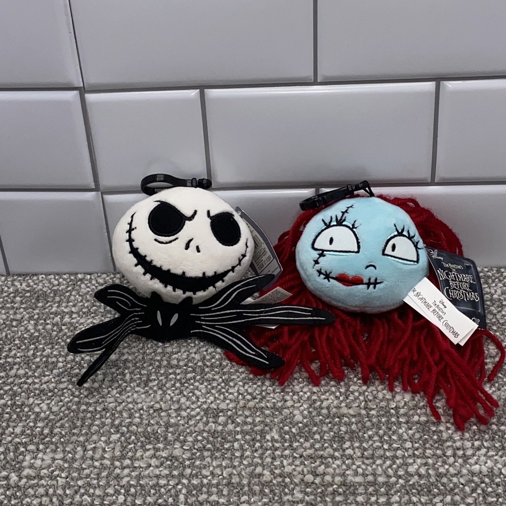 Disney Nightmare Before Christmas Hang Tags Back Pack Clips NWT Jack Sally Hg4